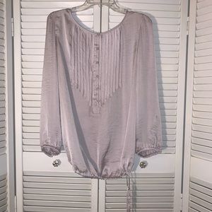 Gap long sleeve pleated popover blouse